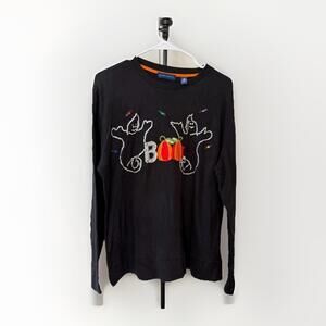Karen Scott Black Embellished Halloween Pumpkin Long Sleeve Top – Women’s Size L